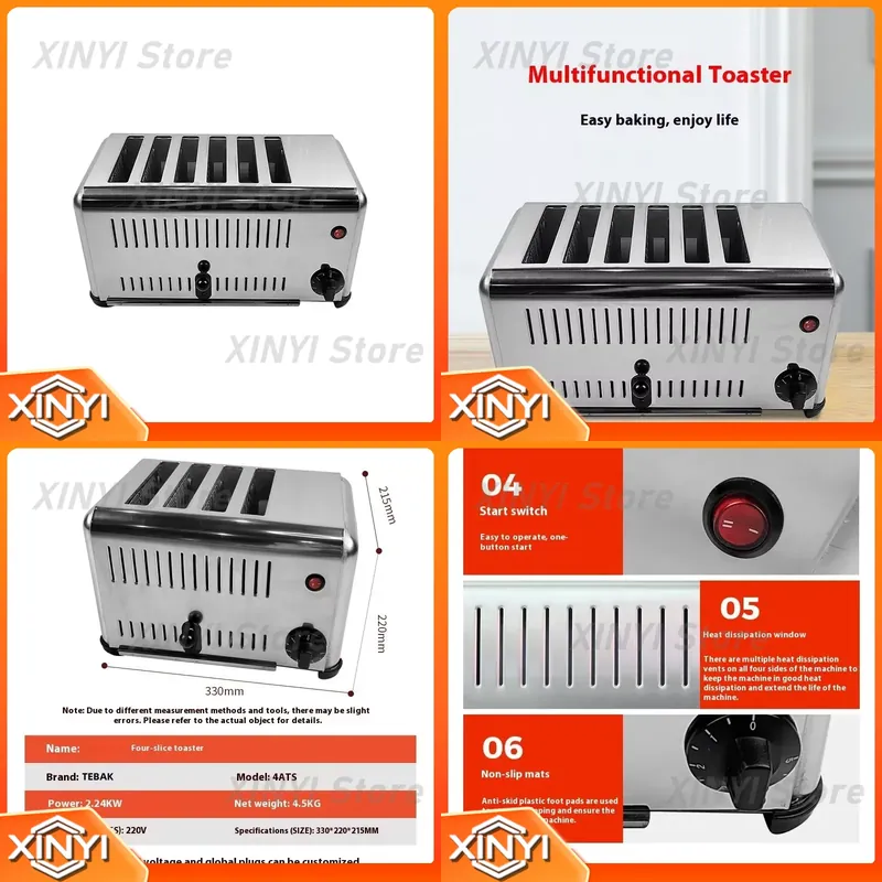 Toaster 4 Slice - for Stainless Steel Electric Bread Bun