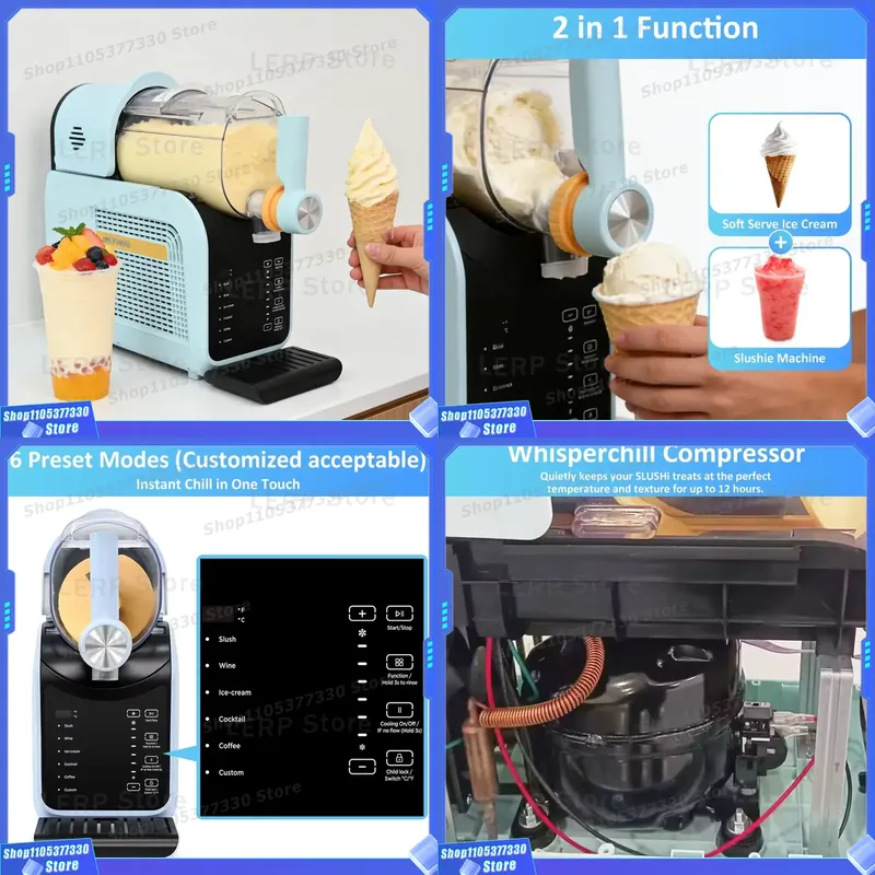 Ice Cream Maker Electric - 1.8L Electric Slush Machine Compact Desktop