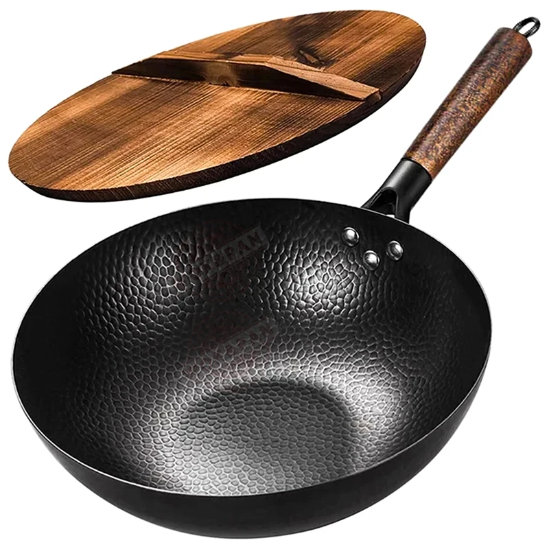 Wok Electric Flat - Carbon Steel Wok Pan 32cm Stir-Fry