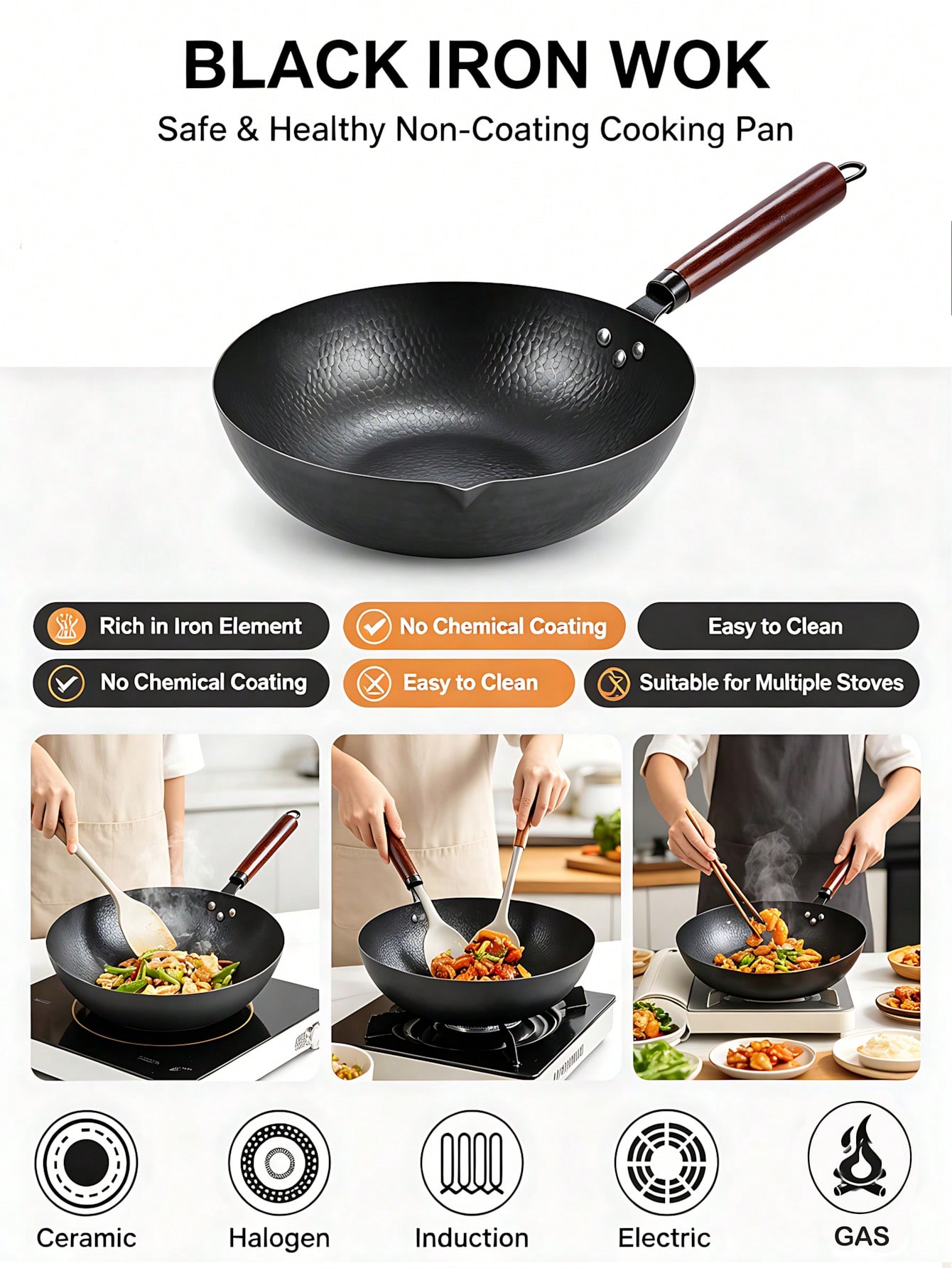 13 Inch Wok Pan, Carbon Steel  - Wok Electric Flat ulasan dan harga