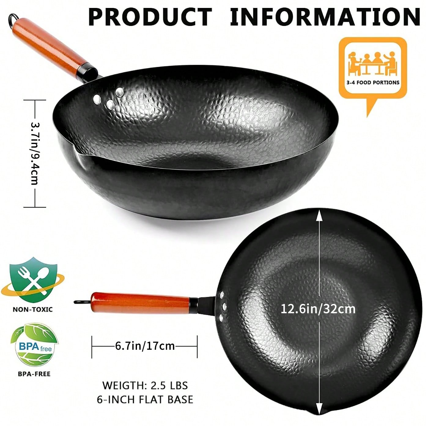 12.6‑Inch Carbon Steel Wok Pan - Wok Electric Flat ulasan dan harga
