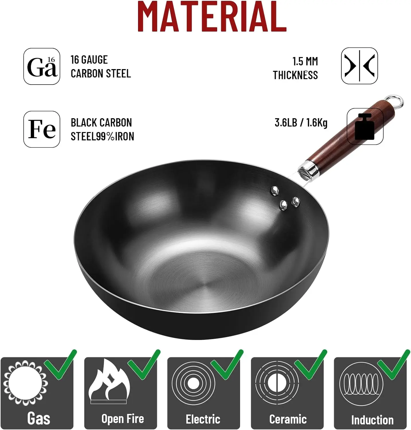 Flat Bottom Wok Pan 32cm Skill - Wok Electric Flat ulasan dan harga