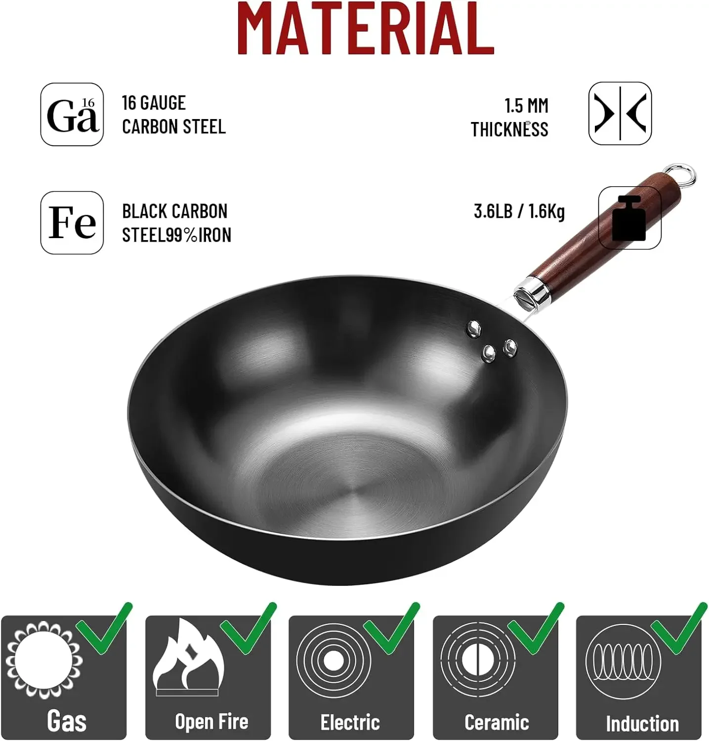 Flat Bottom Wok Pan 32cm Skill - Wok Electric Flat ulasan dan harga