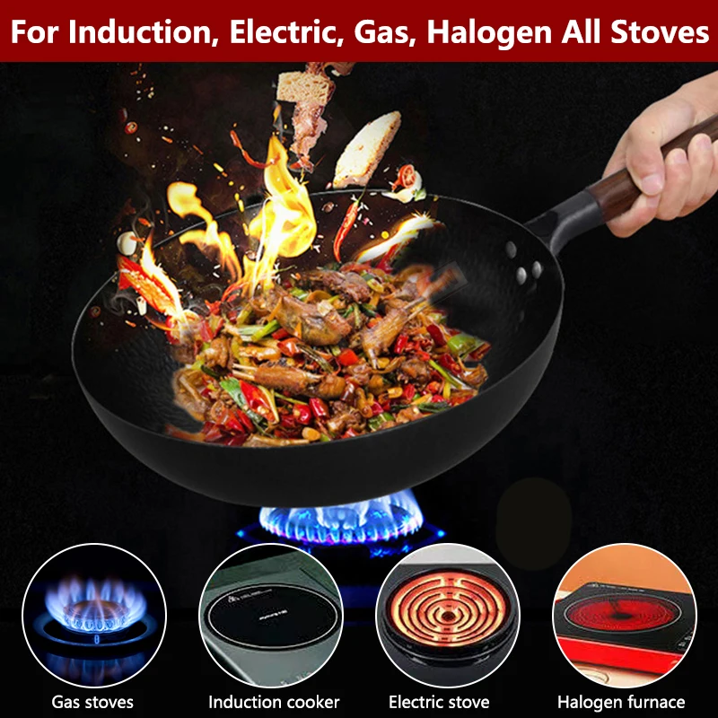 Carbon Steel Wok Pan 32cm Stir - Wok Electric Flat ulasan dan harga